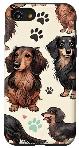 Beautiful Wiener Dogs Cute Sausage Dogs Longhair Dachshund Case for iPhone SE (2020) / 7 / 8