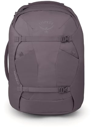 Osprey Fairview Women's Travel Pack, 40L, Purple Garnet | carry on bag, laptop sleeve, personal item, work school travel, carry on travel, flight friendly, toiletry kit, Purple color