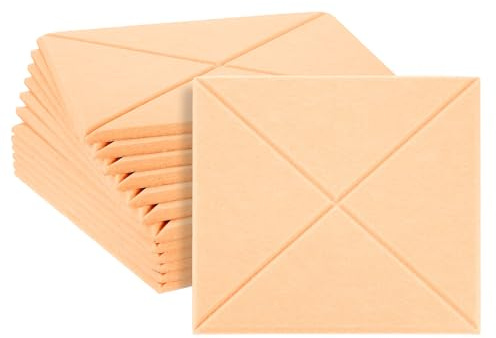 QUARKZMAN 12 Stück Quadratisch Akustikplatten Selbstklebend 30,48x0,99cm Dick Gute Dichte Schalldämmung Akustikpaneele Wandpaneele für Büro Tonstudio Wand Decken Beige