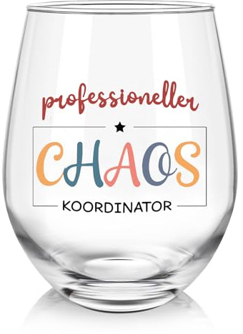 PureHaus Chaos Coordinator Glas, Weinglas Geschenke für Chef Manager Lehrerin Boss Chefin, Lustiges Geschenk für Boss, Kollegen Geschenke für Männer Frauen, Chef Geschenk, 17oz