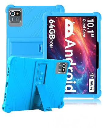 Funda para Yicty MB1001 Tablet de 10 pulgadas, daunke Funda de Silicona Suave con Soporte Plegable, Ligeramente Resistente a Golpes Antiarañazos, Protección integral, Azul