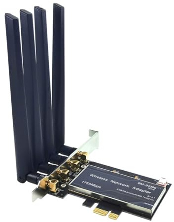 Agwuoetr Scheda di Rete PCIE WiFi Bluetooth 4.1 Adattatore Wireless Desktop Pci-e X1 1750Mbps Nero