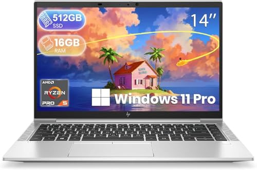 HP EliteBook 845 G7 Ordinateur Portable, 14 FHD (1920 x 1080), AMD Ryzen 5 Pro 4650U 2,1 GHz, RAM 16 Go, SSD 512 Go, Clavier QWERTY américain, Windows 11 Pro (renouvelé)