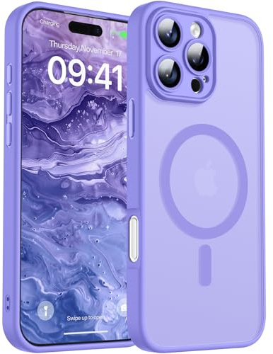 Cover per iPhone 16 Pro Max Compatibile con MagSafe, Back Case per Smartphone in PC Silicone TPU, Protezione Fotocamera Integrata, Custodia Antiurto Traslucida Opaca, Viola