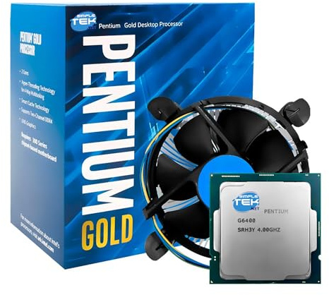 SIMPLETEK - Pentium Gold G6400 Prozessor 4,00 GHz - LGA 1200-2C/4T - Integrierte Grafik - Kühlkörper im Lieferumfang enthalten