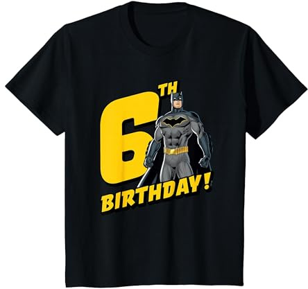 Batman 6th Birthday T-Shirt, Kinder, Schwarz, 92