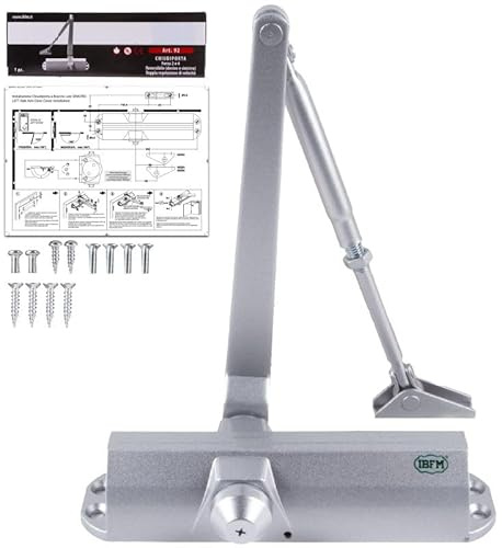 ATTAS Hydraulischer Türschließer automatisch einstellbar mit Softclose | Aluminium/Silber |– für Innentüren & Außen– Schließkraft bis 70 kg – automatischer Türschließer
