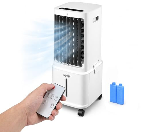 Avilia - Raffrescatore Portatile Senza Tubo Evaporativo 8,5L – Telecomando, Timer 7h, 3 Vel. | Raffrescatore d'Aria e Umidificatore 80W, Display LED Touch, 4 Ruote, <65dB, 26,5×27,8×58,5 (Bianco)
