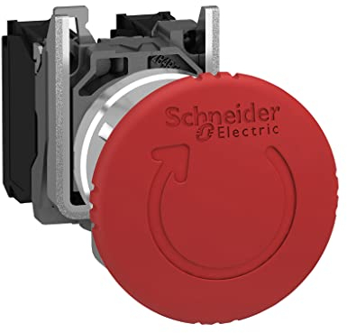 Schneider Electric XB4BS8444 Pulsador de Apagado de Emergencia Completo, Rojo