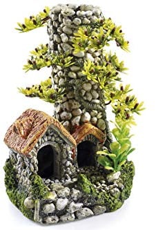CLASSIC Cobbled Chimney Aquarium Ornament 150 x 150 x 200 mm Hand-Painted Non-Toxic Resin Decoration for Freshwater Tanks