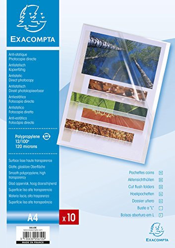 Exacompta 5610E Aktensichthüllen (aus glattem PP 120µ, Format DIN A4) 10 Stück kristall, glasklar farblos