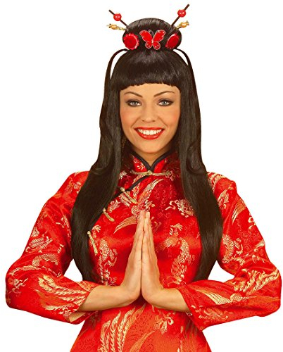 NET TOYS Perücke China Girl Japan Geishaperücke Chinaperücke schwarz Chinagirl Faschingsperücke Karnevalsperücke Damen schwarz