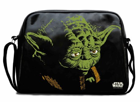Logoshirt® Star Wars Umhängetasche I Meister Yoda Schultertasche I Retro-Sporttasche aus robustem Kunstleder I verstellbarer Schultergurt & Metallstollen I 2 Fächer I lizenziertes Design