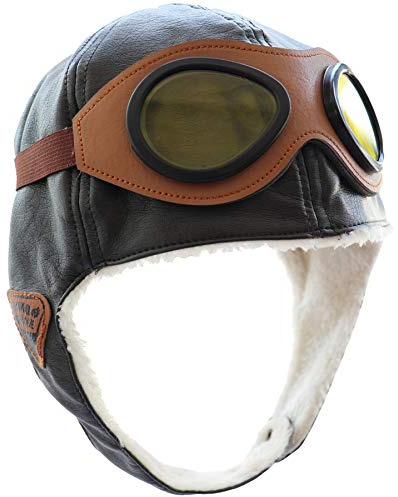 Happy Will Pilot Aviator Bonnet chaud en polaire avec cache-oreilles pour enfants et tout-petits, Brun, taille unique