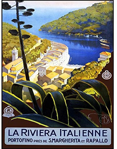 Wee Blue Coo Travel Italian Riviera Portofino Harbour Sea Italy Vintage Art Print Poster Wall Decor Kunstdruck Poster Wand-Dekor-12X16 Zoll