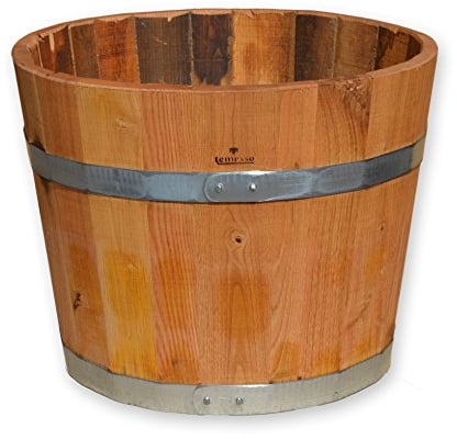 Temesso Blumentopf, Blumenkübel aus Kastanien-Holz - Fass, Holzfass als Pflanzkübel - Bottich, Holzkübel geölt (D60 H40cm geölt)