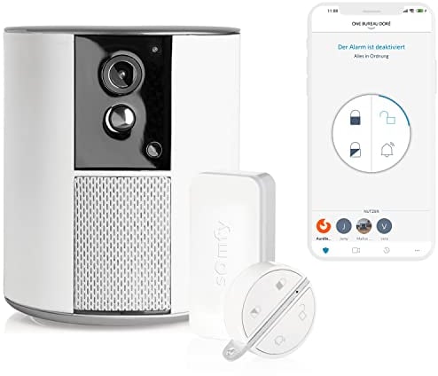 Somfy 2401493 - One + Sicherheitskamera, Weiß | Tier-Erkennungsmodus | integrierter Akku | 1080P Full-HD Kamera inkl. Nachtsicht | 130° Weitwinkel | 8-Facher Zoom | 90+ Db Sirene