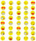 Oblique Unique® 40 Stück Gelbe Smiley Face Anstecker/Buttons - Verschiedene Motive - mit Sicherheitsnadel hinten - kräftige Farben für Gute Laune