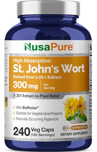 NusaPure St. John's Wort Capsules, 300 mg, 240 Veg Capsules (Non-GMO, Vegan)