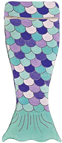 iscream Schlafsack aus Kunstfell, mit Sherpa-Fleece, mit Reißverschluss, 177,8 x 71,1 cm, Rainbow Sweets Collection 33 W x 74 L Mermaid Tail