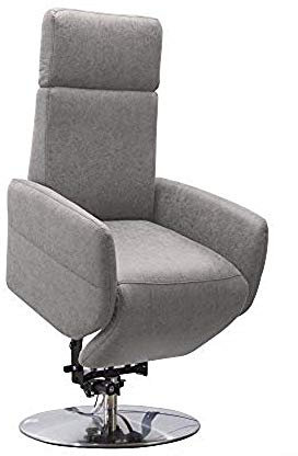 Cavadore TV-Sessel Cobra mit 2 E-Motoren und Aufstehhilfe / Elektrischer Fernsehsessel mit Fernbedienung / Relaxfunktion, Liegefunktion / bis 130 kg / M: 71 x 110 x 82 / Lederoptik Hellgrau