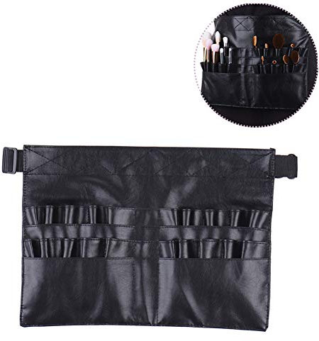 1pc Brosse de Maquillage Professionnel Ceinture Portable 22 Poches Porte-brosses cosmétiques Beauté Organisateur Outil avec L'Artiste Ceinture Bracelet PU Sac de Maquillage de Taille en Cuir (Noir)