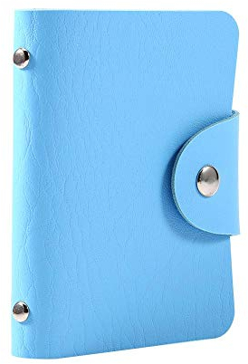 1 Stücke Pu leder Kreditkarte Brieftasche Visitenkarte Schutz Veranstalter Halter mit 24 Slots für Frauen und Männer(Blau)