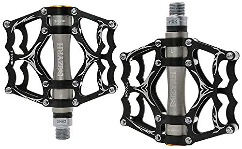 VOANZO Fahrradpedale, Fahrradpedale Aluminium Anti Skid Durable Mountainbike Pedale, MTB BMX Radfahren Fahrradpedale (Schwarz + Grau)