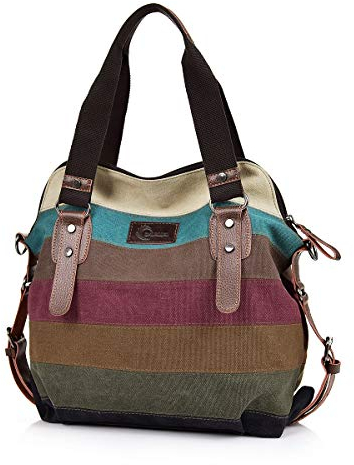 CHEREEKI Damen-Handtasche, Umhängetasche, gestreift, mehrfarbig, Umhängetasche aus Stoff, für Damen/Mädchen, Mehrfarbig-1., one size, Schultergurt