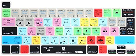 XSKN Premiere Pro CC Silikon Shortcut Tastaturabdeckung Skin für 2019 MacBook Pro 16 Zoll A2141 und 2020 MacBook Pro 13,3 Zoll A2338 M1 A2251 A2289 mit Touch Bar & Touch ID US und EU Common Version