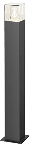 Lucande Außenleuchte Keke (spritzwassergeschützt (Modern) in Schwarz aus Aluminium (1 flammig, E27) - Wegeleuchte Pollerleuchte Wegelampe Sockelleuchte