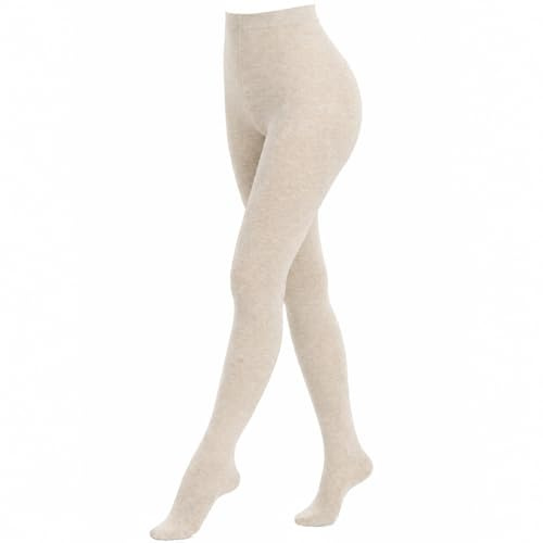 Weri Spezials Damenstrumpfhose Uni Glatte Blickdicht, Baumwolle in mehreren modernen Farben. (46-48, Beige Melange)