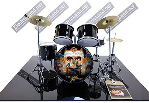 Mini Drum Kit Michael Jackson Dangerous Tribute Miniaturrock 25cm Modellskala 1:4 Sammlerbox Set Schlagzeug Modellbausatz