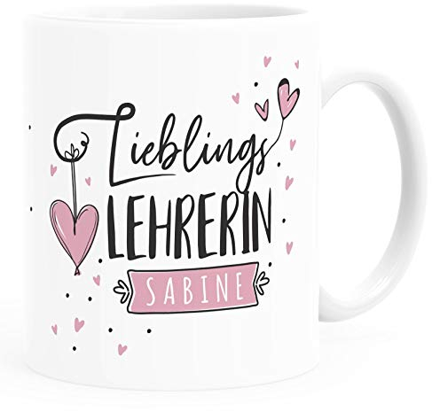 SpecialMe® Tasse Lieblings-Lehrerin personalisierbar mit Namen persönliche Geschenke kleines Dankeschön weiß Keramik-Tasse