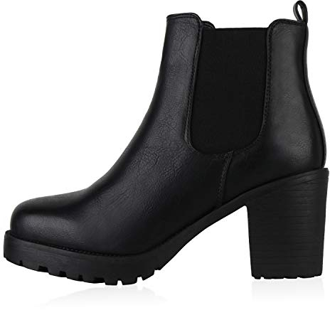 Giralin Damen Schnürstiefeletten Leicht Gefütterte Plateau Stiefeletten Zierperlen Schuhe Boots Nieten Schnürboots 179125 Schwarz Total 40