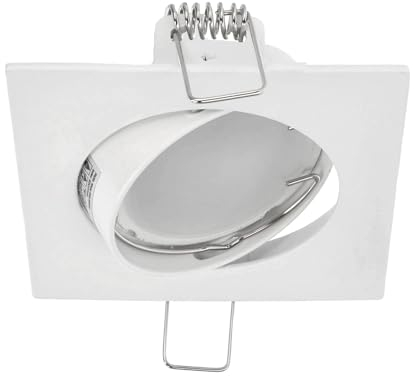 EDO Einbauleuchte Einbaustrahler PARIL White, Deckenspots LED, Einbaustrahler LED Flach, GU10 Fassung, Deckeneinbauleuchte Einbaulampe Deckenspot, Quadratisch Weiß Strahler Deckenlampe EDO777319