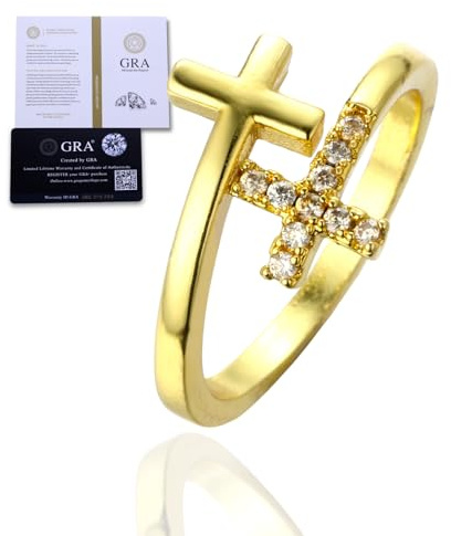 HALUKAKAH Anello Moissanite Uomo Croce, D Colore 1.0 ct Totale, Argento Sterling Placcato Oro 18k, 1.0 Carato Diamante Coltivato in Laboratorio, Regolabile, Regalo senza Tempo per Marito, Fidanzato