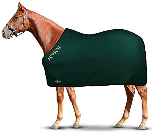 Horses, Coperta per Cavallo in Pile, Modello Basic, Morbida e Comoda, ideale per Trasporto e Dopo Lavoro, Verde, 135 cm