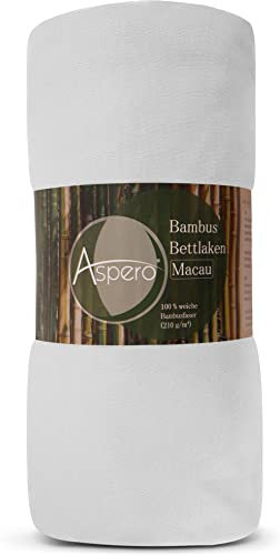Bambus Spannbettlaken 4 Jahreszeiten| weiches Spannbetttuch 210 g/m² Oeko-Tex aus aktmungsaktivem Material Temperaturregulierend Farbe Weiß Größe 180-200 cm x 200 cm x 30 cm