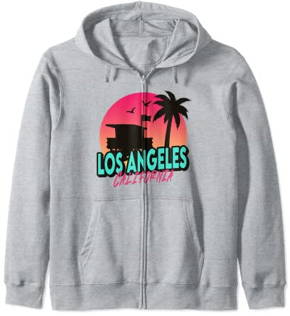 Vintage Los Angeles California Spiaggia Palme CA Retro Felpa con Cappuccio