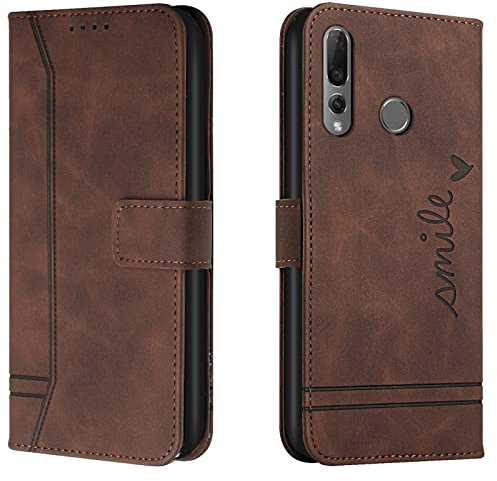 Lihondar Cover per Huawei P Smart Z/Y9 Prime 2019, Custodia Portafoglio Flip Libro Wallet Case Antiurto Custodia in Pelle PU Premium, Slot per Schede, con Magnetica a Scatto (Marrone)