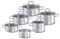 Fissler Viseo/Edelstahl-Topfset, 6-teilig, Töpfe mit Glas-Deckel (2 Kochtöpfe, 3 Bratentöpfe, 1 Stielkasserolle-deckellos) - Induktion, 084-127-06-000/0, Silber
