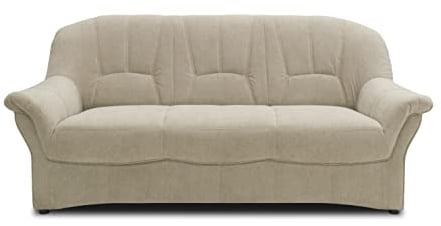 DOMO. collection Sofa Bahia FK, 3er Couch mit Federkernpolsterung, Federkernsofa in klassischem Design, 3 Sitzer, Polstermöbel 200 x 57 x 91 cm (BxTxH), beige-grau