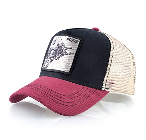 ZXRSJBL Atmungsaktive Mesh Baseballkappen für Männer, Unisex Tier Mesh Trucker Hat, Square Patch Snapback Embroidered Baseball Caps,Hip Hop