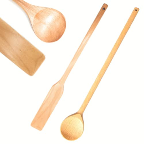 Extra Long Wooden Spoon and Spatula Paddle - 24 Inch Large Beech Wood Stirring Paddle and Oval Spoon - Cooking, Mixing, Home Brewing in Stock Pots – Big Kitchen Utensils- Cajun Crawfish Boil or Crafts