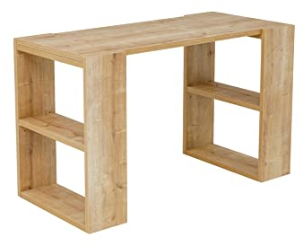 furni24 Schreibtisch fürs Arbeitszimmer und Home Office - Bürotisch Regal PC Tisch Schublade Ablage - laminierter Computertisch aus Holz, Arbeitstisch, Tisch aus 25 mm Spanplatte (Eiche, 120x60x75cm)