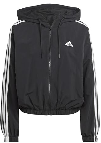 adidas Veste coupe-vent Essentials 3 bandes pour femme, Noir/blanc., S