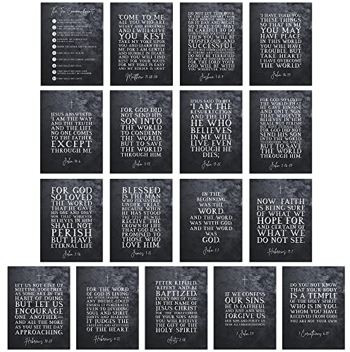 Artery8 Christian Holy Bible Scripture Verses Spiritual Unframed Poster Art Print Mixed Pack of 17 A4
