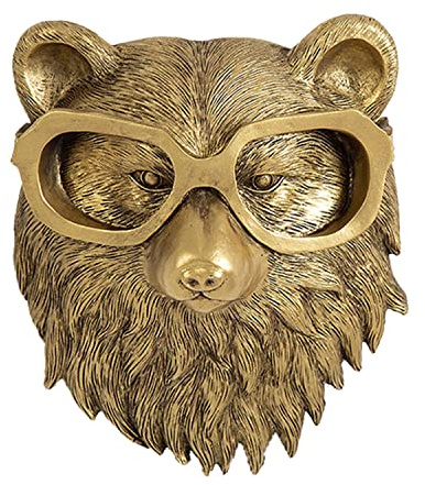 3D Kopf Wandhalterung Ornament Hirsch Dekor Kaninchen Ornamente Tierkopf Wandskulpturen Moderne Kunst Statue Tierköpfe Harz Wohnaccessoires Wanddekorationen für Wohnzimmer zum Aufhängen Ornamente, Bär