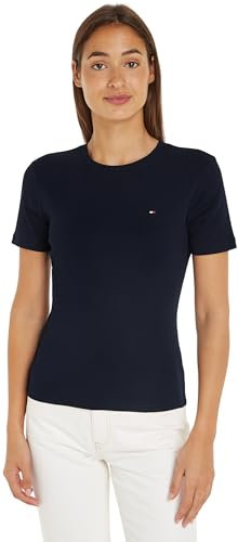 Tommy Hilfiger Damen T-Shirt Kurzarm New Slim Cody Rundhalsausschnitt, Blau (Desert Sky), XS